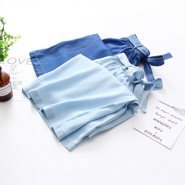 Pantaloni casual de dama in albastru cu curea