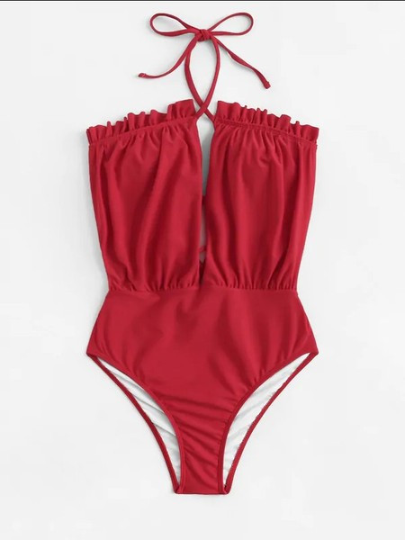 Costum de baie elegant în roșu