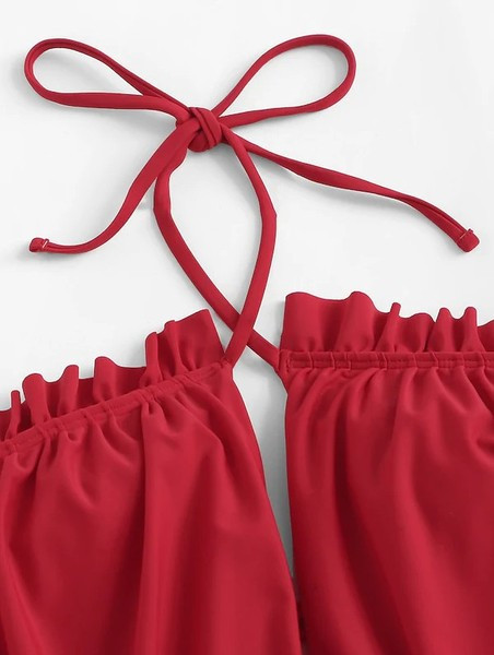 Costum de baie elegant în roșu