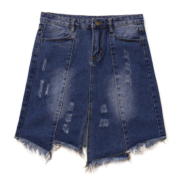 Fusta de dama casual din denim cu motive rupte