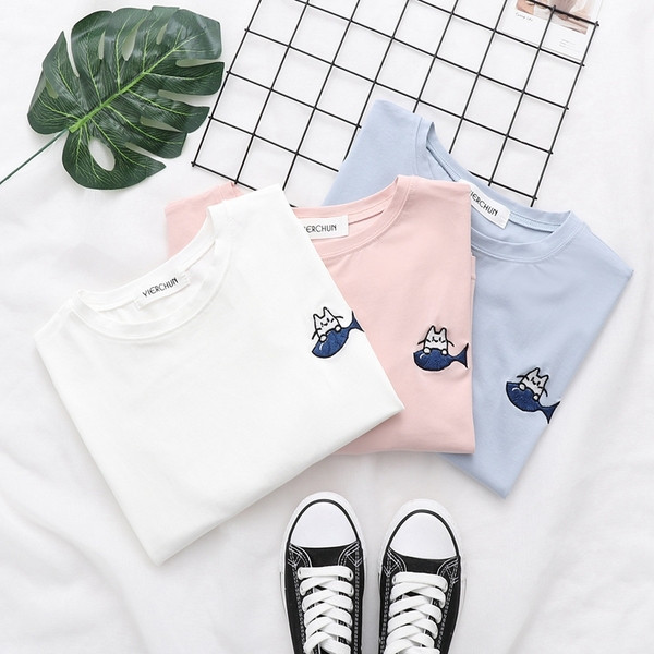 Tricou casual dama in roz albastru si alb