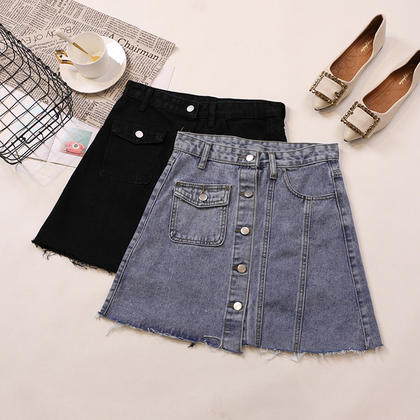 Fusta casual de dama cu buzunar si motive rupte in albastru si negru