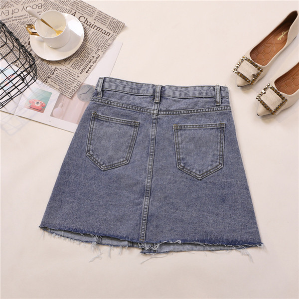 Fusta casual de dama cu buzunar si motive rupte in albastru si negru