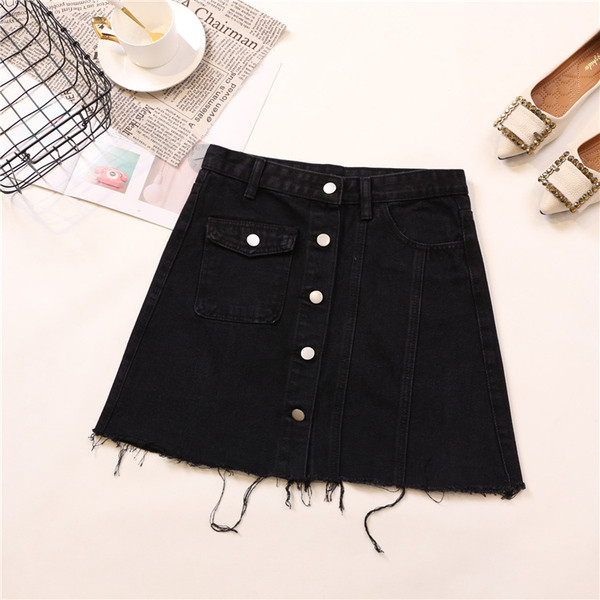 Fusta casual de dama cu buzunar si motive rupte in albastru si negru