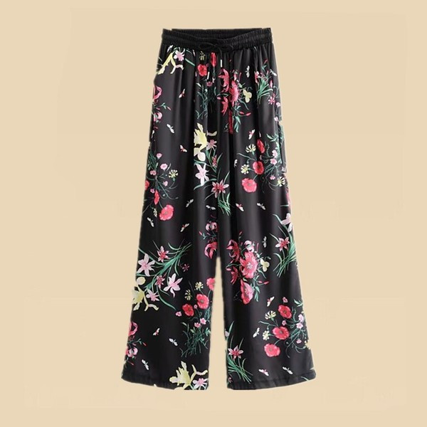 Pantaloni moderni de dama cu motive florale