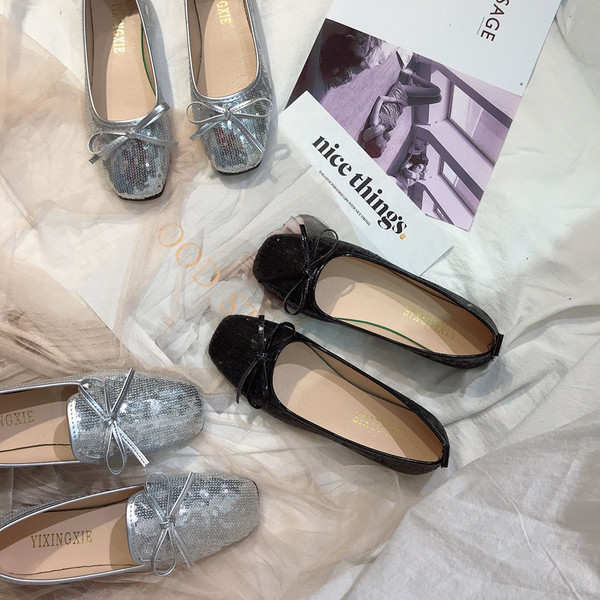 Mocasini moderni de dama cu paiete in gri si negru - doua modele