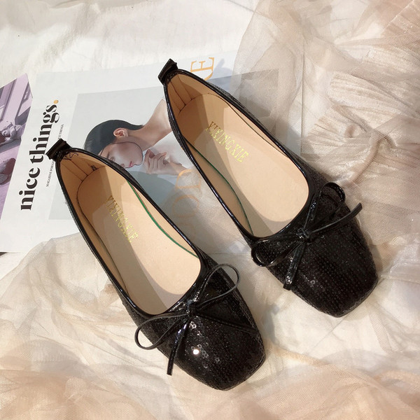 Mocasini moderni de dama cu paiete in gri si negru - doua modele