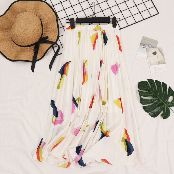 Fusta pliata eleganta de dama cu elemente colorate in mai multe culori