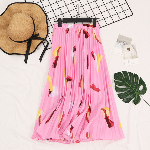 Fusta pliata eleganta de dama cu elemente colorate in mai multe culori