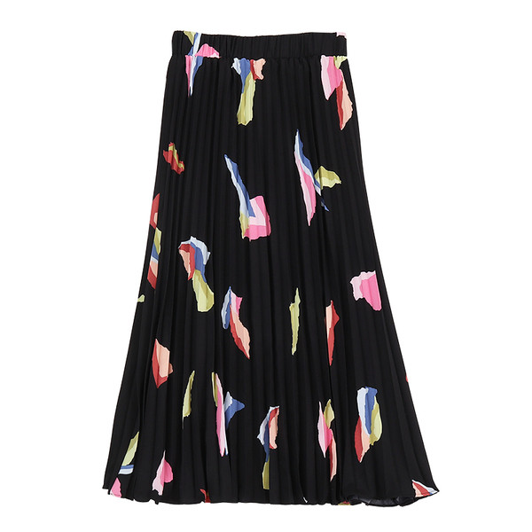 Fusta pliata eleganta de dama cu elemente colorate in mai multe culori