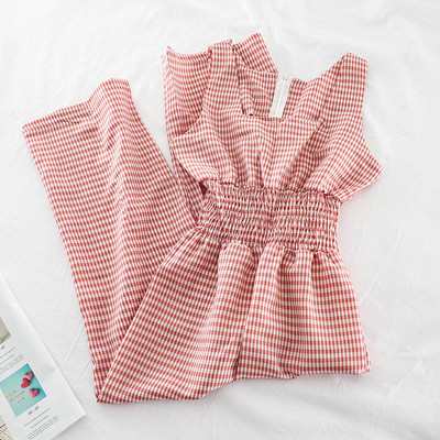 Modern női hosszú kockás overall