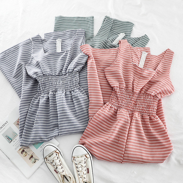 Modern női hosszú kockás overall