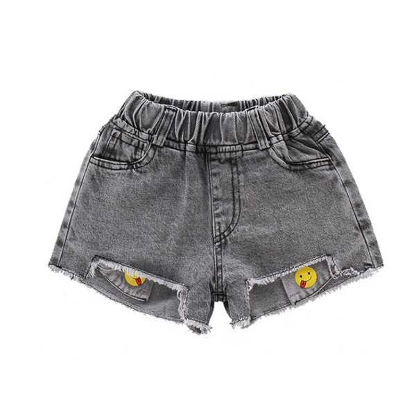 Blugi scurti pentru copii in doua culori cu aplicatie si buzunare