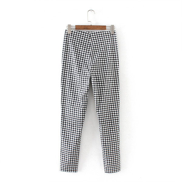 Pantaloni dama in carouri model nou cu fermoar