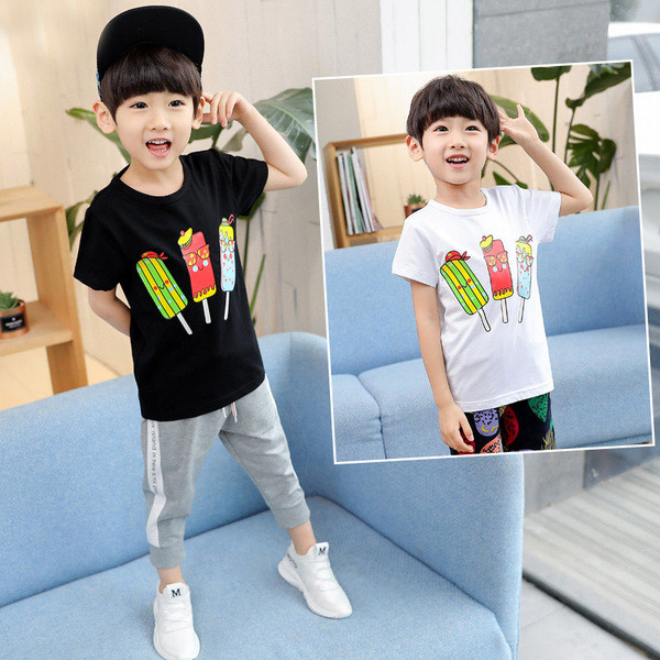 Gyermek modern póló fiúknak négy színben rátéttel