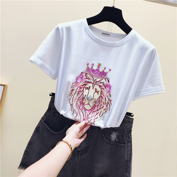 Tricou de dama actual cu broderie in alb si roz