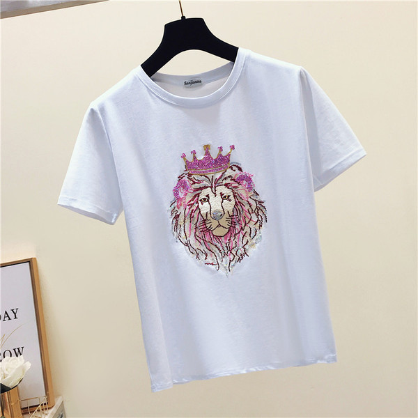 Tricou de dama actual cu broderie in alb si roz