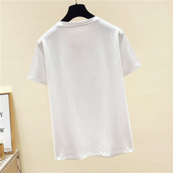 Modern női póló, fehér flitterekkel