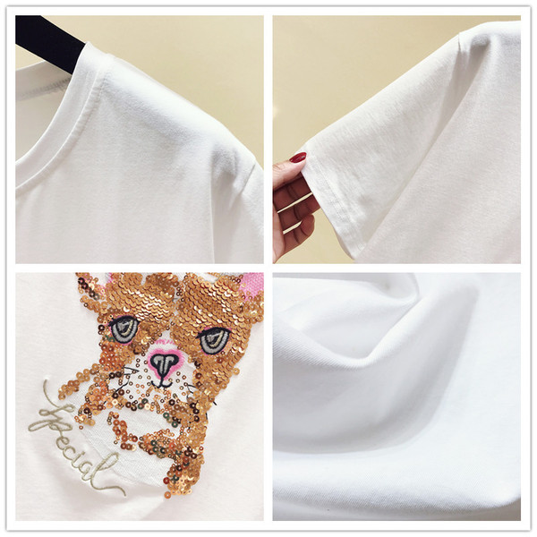 Modern női póló, fehér flitterekkel