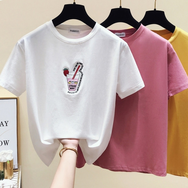 Tricou casual dama cu broderie in mai multe culori