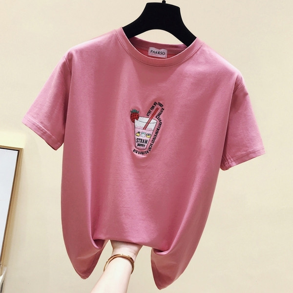 Tricou casual dama cu broderie in mai multe culori