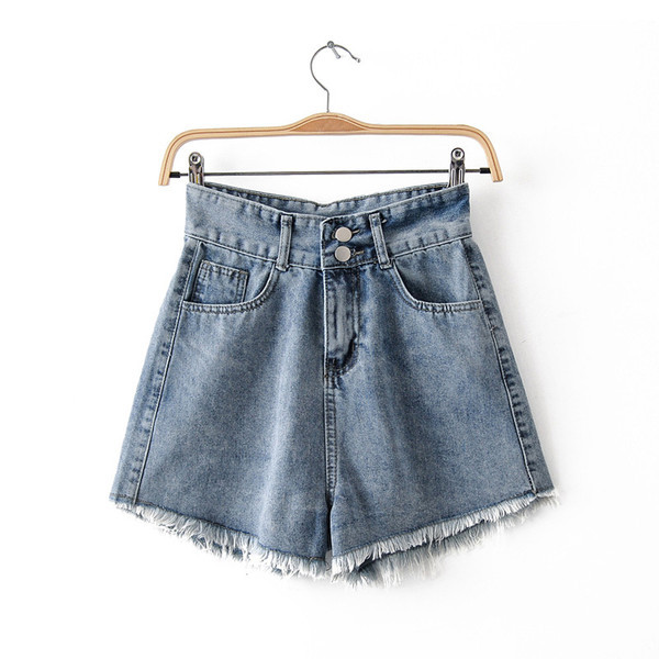 Női rövidnadrág új modellje szakadt motívumokkal, kék színben