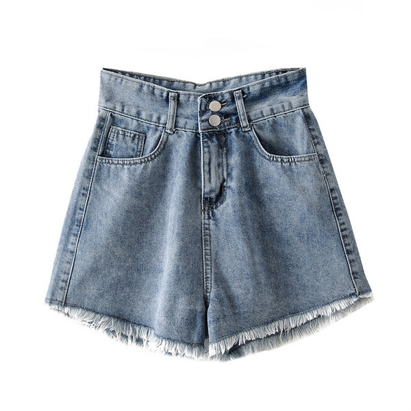 Női rövidnadrág új modellje szakadt motívumokkal, kék színben