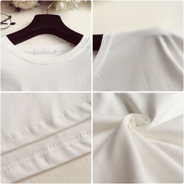 Tricou casual dama cu broderie in alb si roz