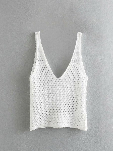 Modern női felső, fehér V-nyakkal