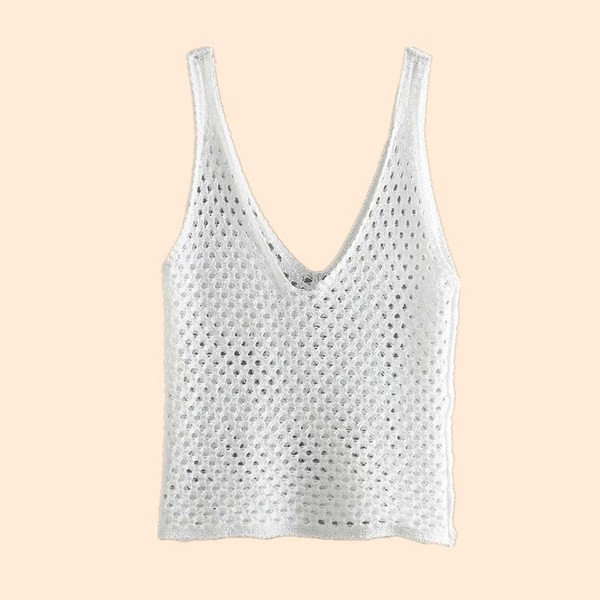 Modern női felső, fehér V-nyakkal