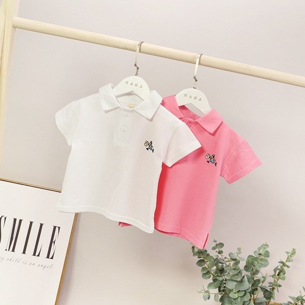 Gyerek póló fiúknak két színben gallérral és rátéttel