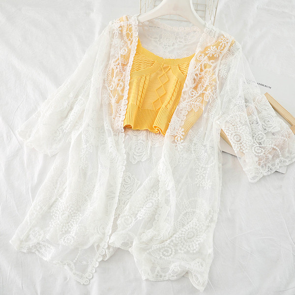 Pareo de damă elegant în alb și bej