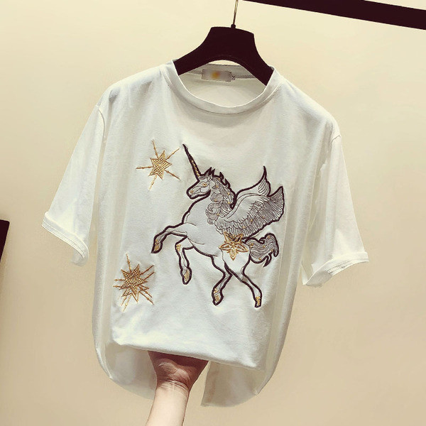 Tricou de dama modern cu unicorn in doua culori