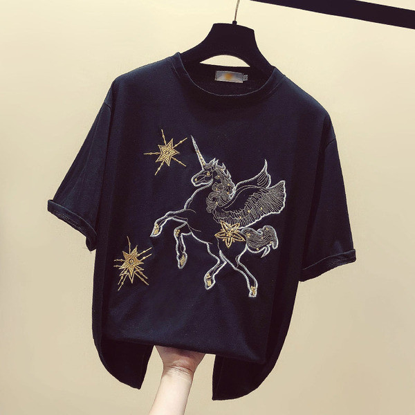 Tricou de dama modern cu unicorn in doua culori