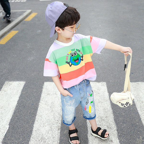 Aktuális gyerek póló fiúknak két színben rátéttel