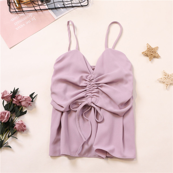 Hétköznapi női felső, vékony pántokkal és nyakkendőkkel több színben