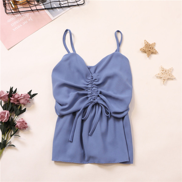 Hétköznapi női felső, vékony pántokkal és nyakkendőkkel több színben