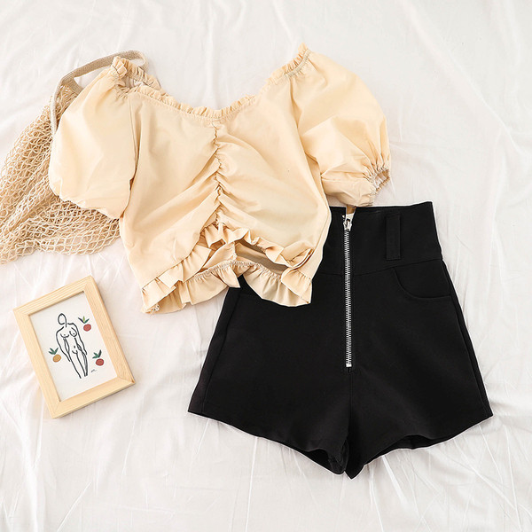 Stílusos női nadrág magas derékkal, cipzáros elemmel