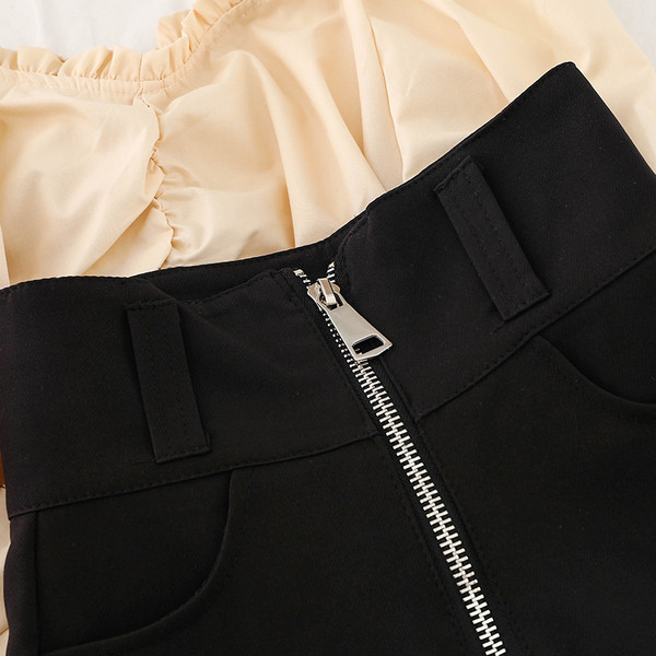 Stílusos női nadrág magas derékkal, cipzáros elemmel