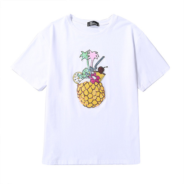 Női alkalmi póló fehér és fekete színben, flitterekkel