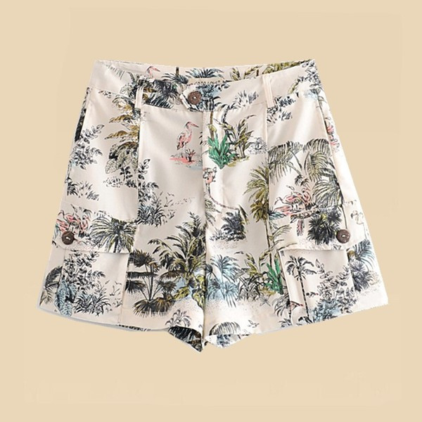 Alkalmi női rövidnadrág zsebekkel