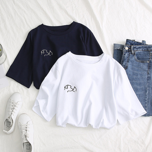 Alkalmi női póló fehér és kék színben