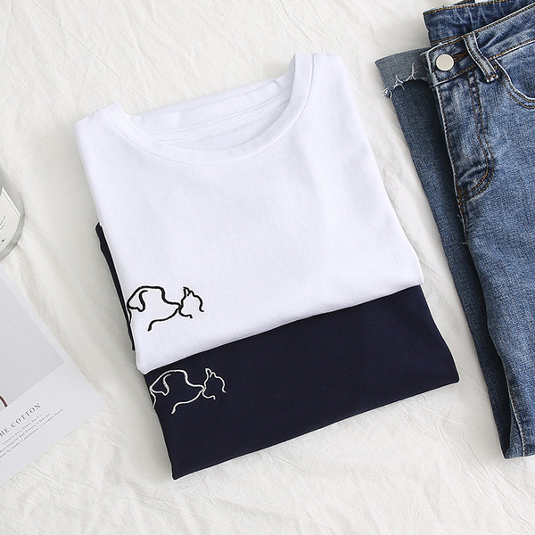 Alkalmi női póló fehér és kék színben