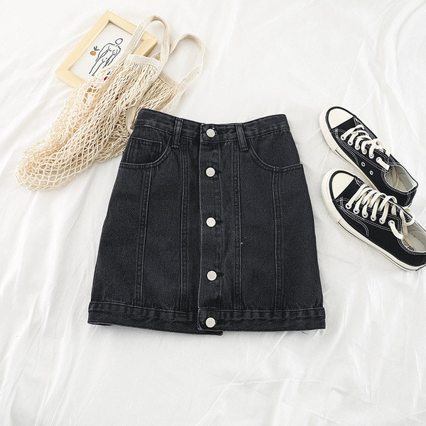 Női farmerszoknya gombokkal, két színben