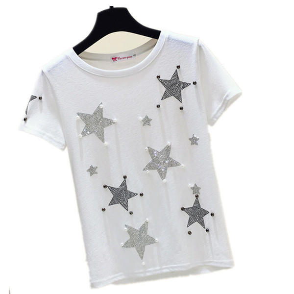 Női póló kövekkel és gyöngyökkel több színben