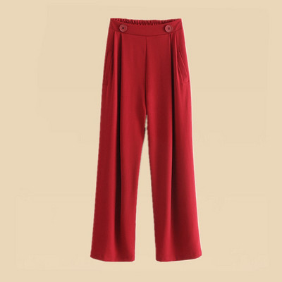Стилен дамски панталон в черен и червен цвят