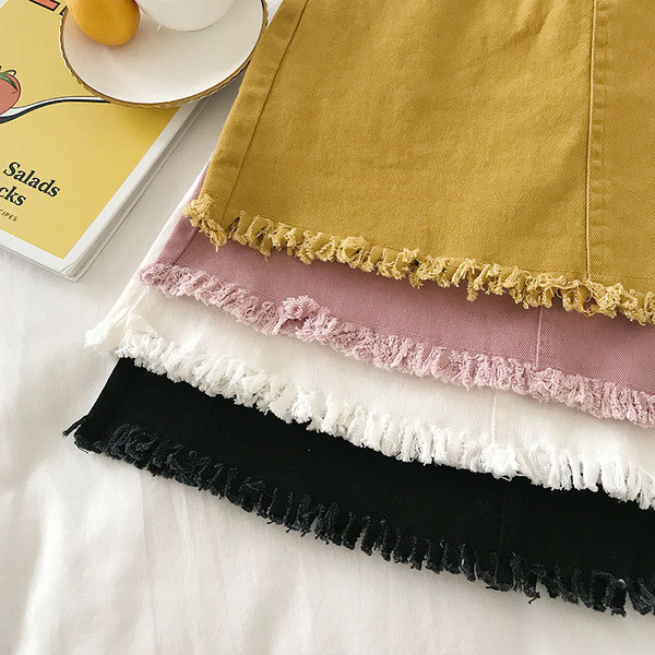 Stílusos női farmerszoknya magas derékkal, több színben