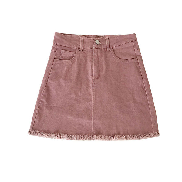 Stílusos női farmerszoknya magas derékkal, több színben