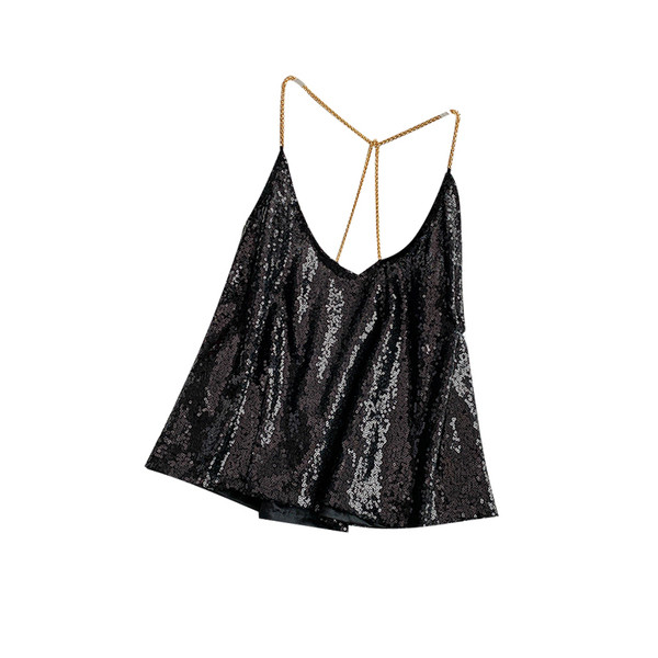 Modern női felső, ezüst és fekete flitterekkel
