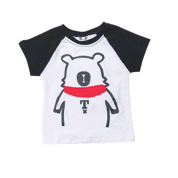 Gyermek póló fiúknak két színben rátéttel és O-nyakkal